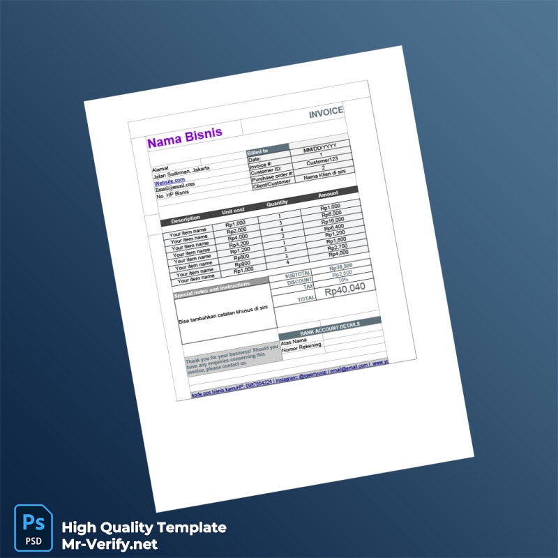Indonesia PT Sukses Pratamajaya Indonesia Invoice Template in Word and PDF formats 3 page Indonesia PT Sukses Pratamajaya Indonesia Invoice Template in Word and PDF formats 3 page
