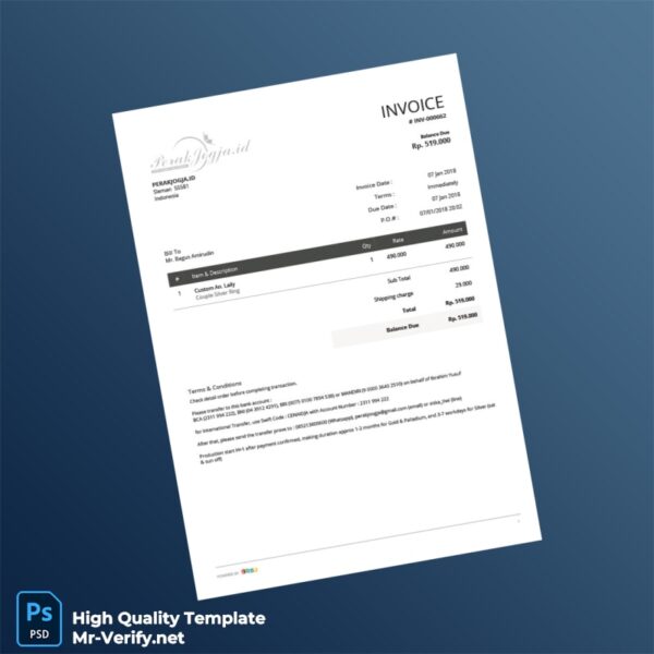 Indonesia PerakJogja ID Invoice Template in Word and PDF formats