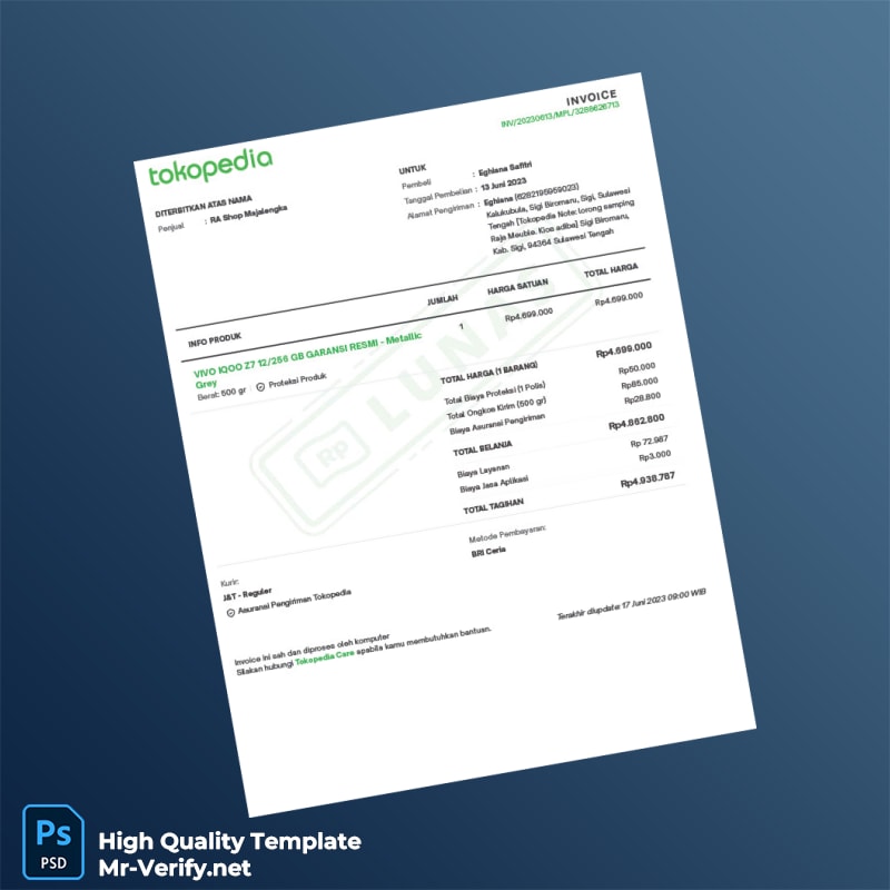 Indonesia RA Shop Invoice Template in Word and PDF formats Indonesia RA Shop Invoice Template in Word and PDF formats