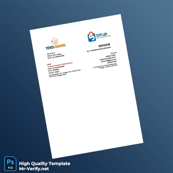 Indonesia SIPLah Toko Ladang Invoice Template in Word and PDF formats Indonesia SIPLah Toko Ladang Invoice Template in Word and PDF formats