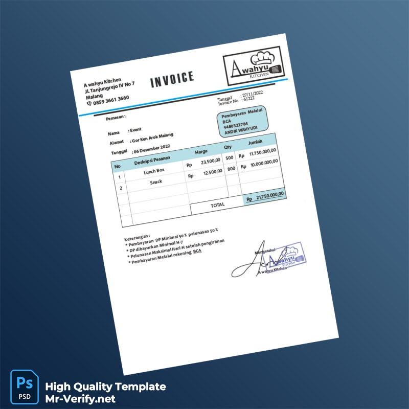 Indonesia Sedap Malam Catering Invoice Template in Word and PDF formats 4 page Indonesia Sedap Malam Catering Invoice Template in Word and PDF formats 4 page