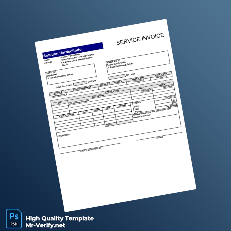 Indonesia Solution Hardsofindo Invoice Template in Word and PDF formats Indonesia Solution Hardsofindo Invoice Template in Word and PDF formats