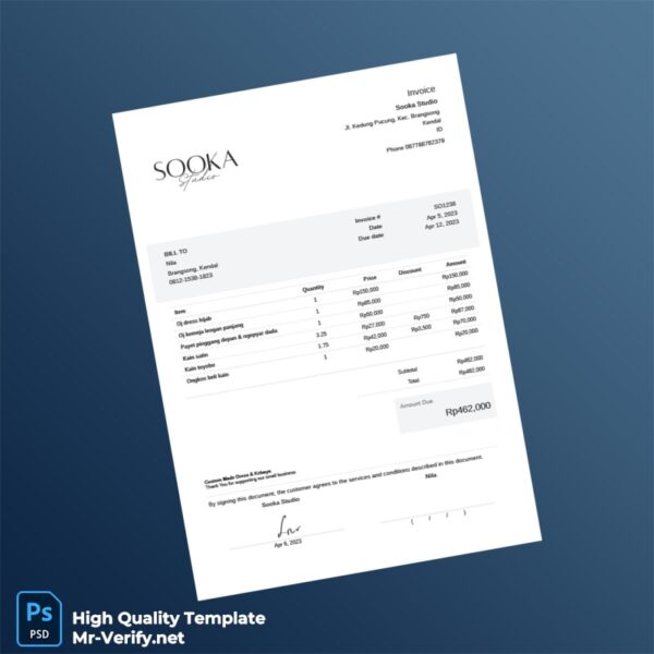 Indonesia Sooka Studio Invoice Template in Word and PDF formats Indonesia Sooka Studio Invoice Template in Word and PDF formats