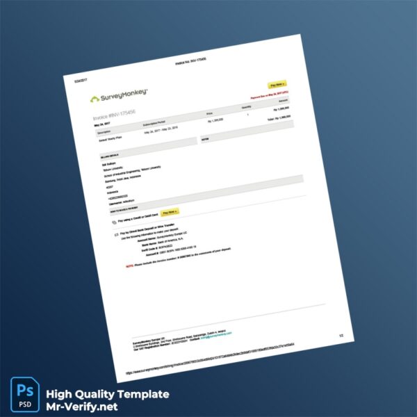 Indonesia SurveyMonkey Invoice Template in Word and PDF formats 2 page