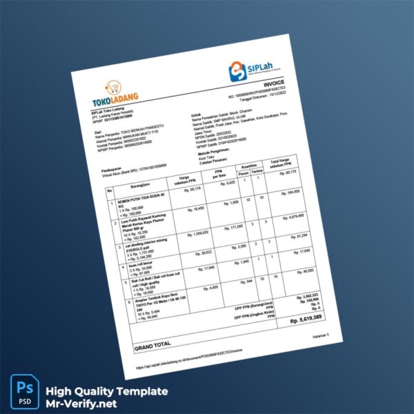 Indonesia Toko Berkah Pangestu Invoice Template in Word and PDF formats 3 page Indonesia Toko Berkah Pangestu Invoice Template in Word and PDF formats 3 page