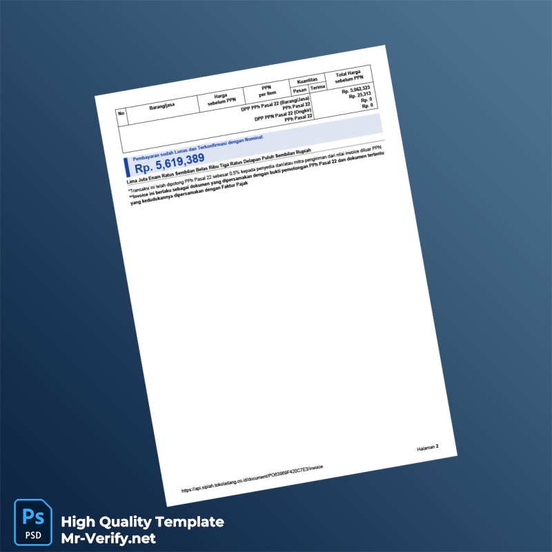 Indonesia Toko Berkah Pangestu Invoice Template in Word and PDF formats 3 page Indonesia Toko Berkah Pangestu Invoice Template in Word and PDF formats 3 page