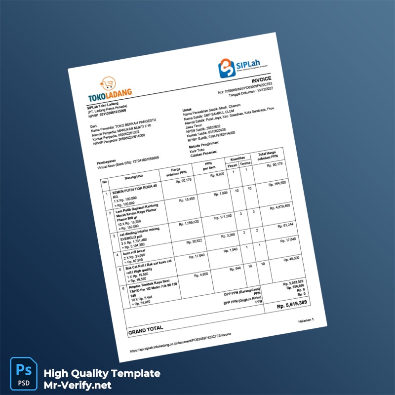 Indonesia Toko Berkah Pangestu Invoice Template in Word and PDF formats 3 page Indonesia Toko Berkah Pangestu Invoice Template in Word and PDF formats 3 page