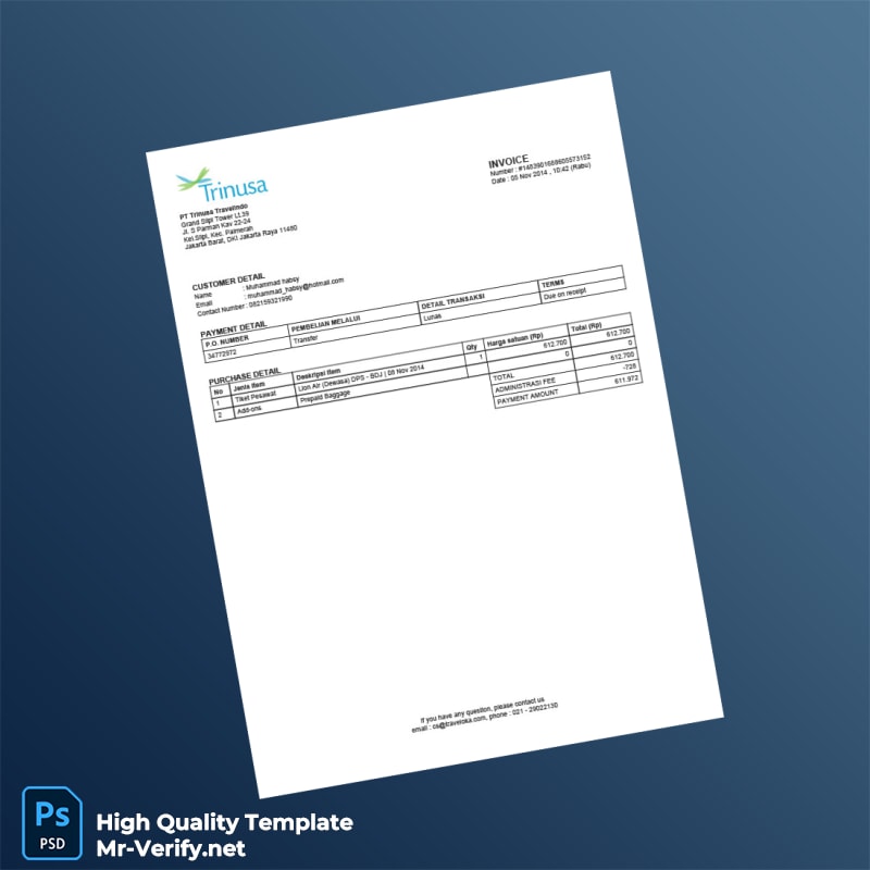 Indonesia Traveloka Invoice Template in Word and PDF formats Indonesia Traveloka Invoice Template in Word and PDF formats