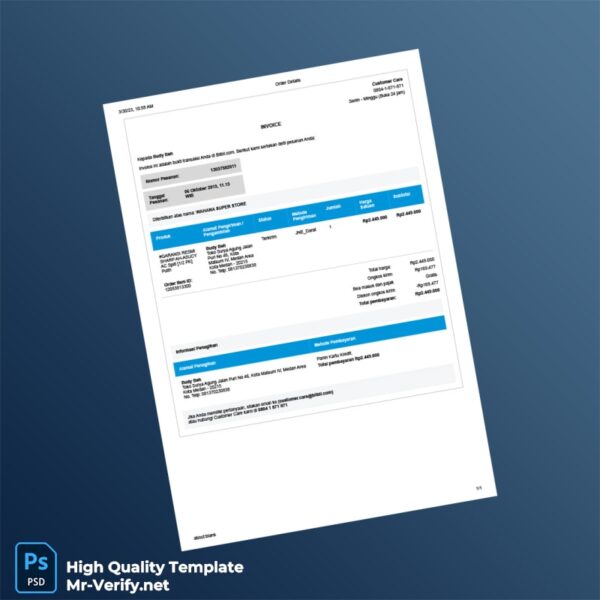 Indonesia WAHANA SUPER STORE Invoice Template in Word and PDF formats Indonesia WAHANA SUPER STORE Invoice Template in Word and PDF formats
