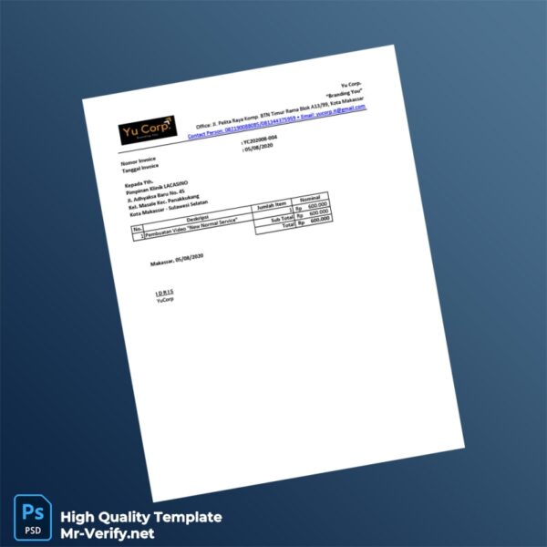 Indonesia YuCorp Invoice Template in Word and PDF formats 2 page