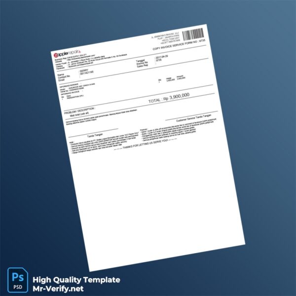 Indonesia Zapplerepair Invoice Template in Word and PDF formats Indonesia Zapplerepair Invoice Template in Word and PDF formats