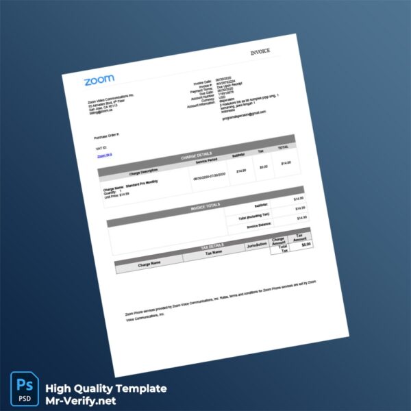 Indonesia Zoom Video Communications Invoice Template in Word and PDF formats 4 page