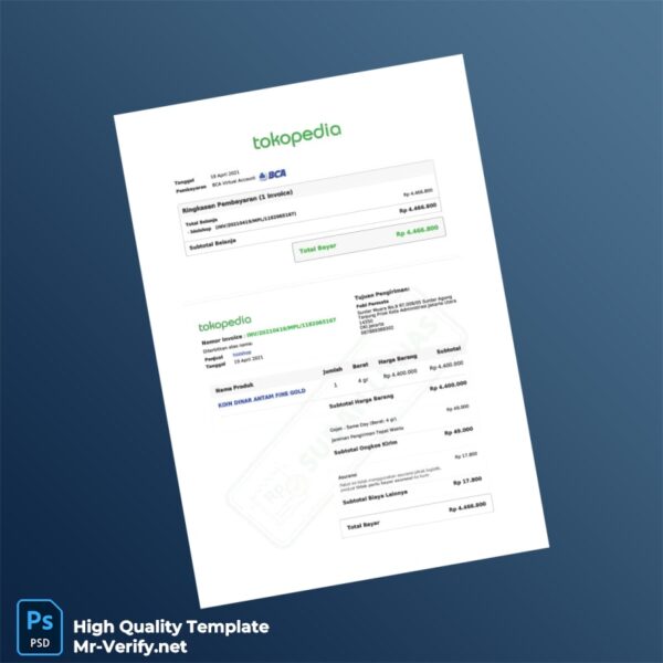 Indonesia hiolshop Invoice Template in Word and PDF formats