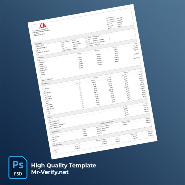 Insurance Auto Auctions Corp pay stub word and pdf template