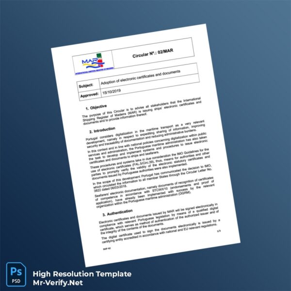 Editable International Shipping Register of Madeira Registration Certificate Word and Pdf Template 3 page Editable International Shipping Register of Madeira Registration Certificate Word and Pdf Template 3 page