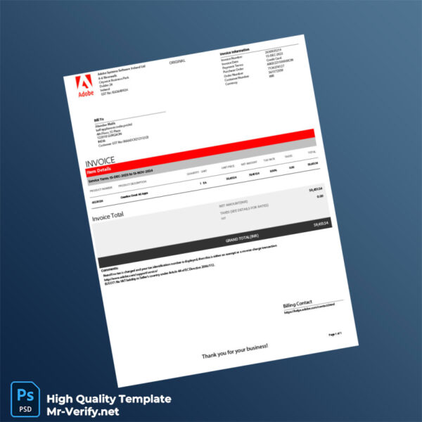 Ireland Adobe Invoice Template in Word and PDF formats Ireland Adobe Invoice Template in Word and PDF formats