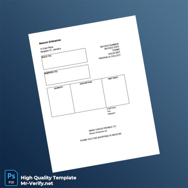 Jamaica Beacon Enterprise Invoice Template in Word and PDF formats 2 page