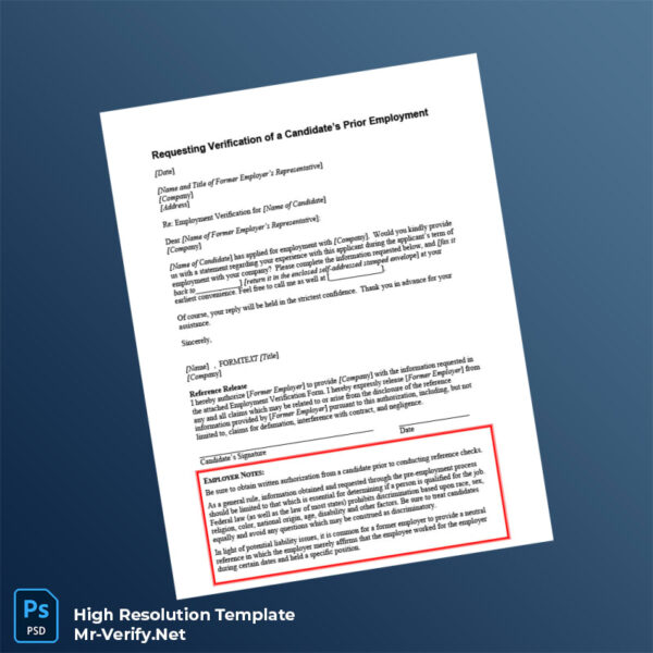 Editable Justice Employment Verification Request Letter Word and Pdf Template 2 page