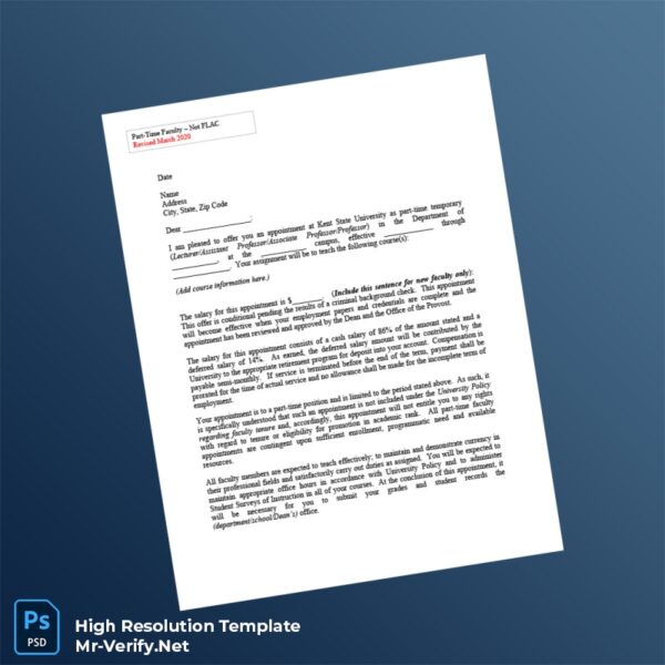 Editable Kent State University Employment Verification Letter Word and Pdf Template 3 page