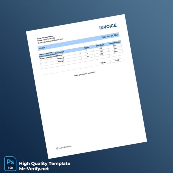 Kenya Invoice Template in Word and PDF formats Kenya Invoice Template in Word and PDF formats