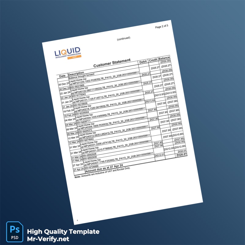 Kenya Liquid Intelligent Technologies Invoice Template in Word and PDF formats 3 page Kenya Liquid Intelligent Technologies Invoice Template in Word and PDF formats 3 page