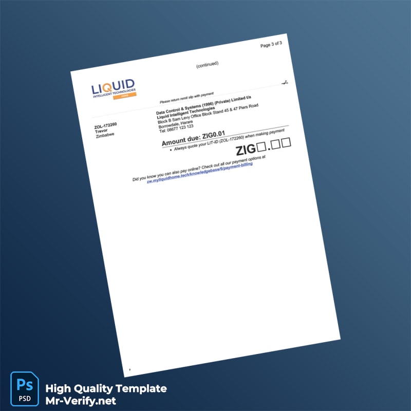 Kenya Liquid Intelligent Technologies Invoice Template in Word and PDF formats 3 page Kenya Liquid Intelligent Technologies Invoice Template in Word and PDF formats 3 page