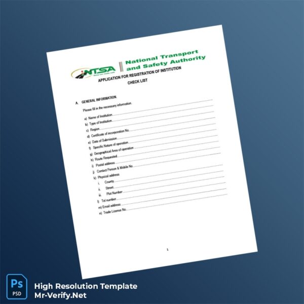Editable Kenya NTSA Road Service License Application Form Word and Pdf Template 4 page Editable Kenya NTSA Road Service License Application Form Word and Pdf Template 4 page