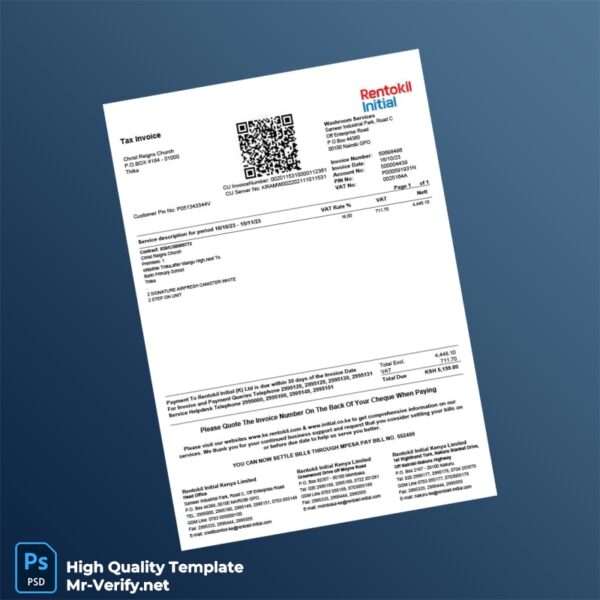 Kenya Rentokil Initial K Ltd Invoice Template in Word and PDF formats Kenya Rentokil Initial K Ltd Invoice Template in Word and PDF formats