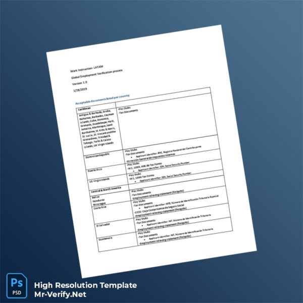 Editable LATAM Employment Verification Guide Employment Verification Letter Word and Pdf Template 3 page
