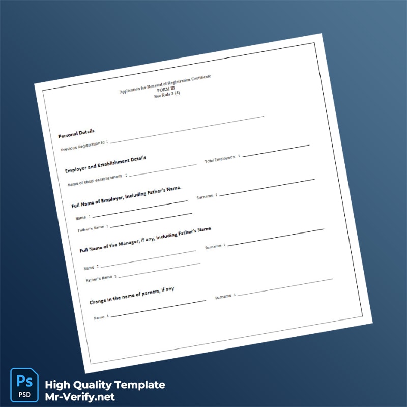 Labor Renewal Registration Establishment Certificate Template in Word and PDF formats 2 page Labor Renewal Registration Establishment Certificate Template in Word and PDF formats 2 page