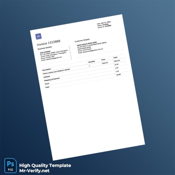 Malaysia Aziz Othman Invoice Template in Word and PDF formats