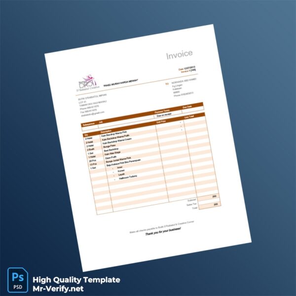 Malaysia Butik D Rabiatul Impian Invoice Template in Word and PDF formats Malaysia Butik D Rabiatul Impian Invoice Template in Word and PDF formats