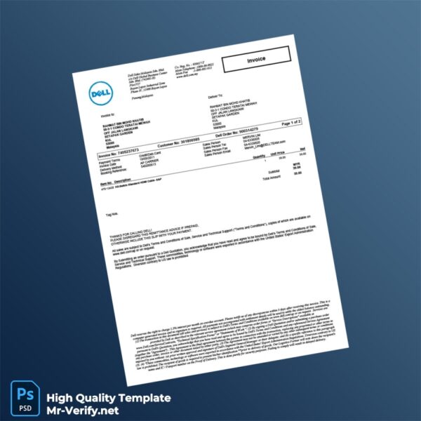 Malaysia Dell Sales Malaysia Sdn Bhd Invoice Template in Word and PDF formats 2 page Malaysia Dell Sales Malaysia Sdn Bhd Invoice Template in Word and PDF formats 2 page