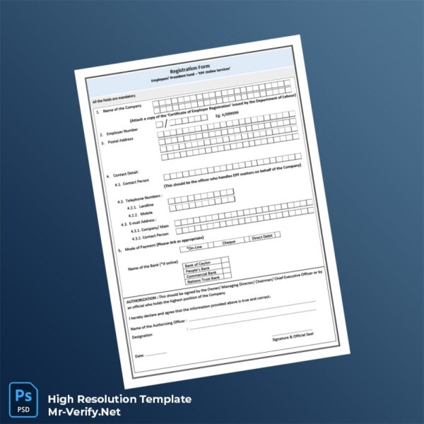 Editable Malaysia EPF Registration Form Word and Pdf Template 4 page