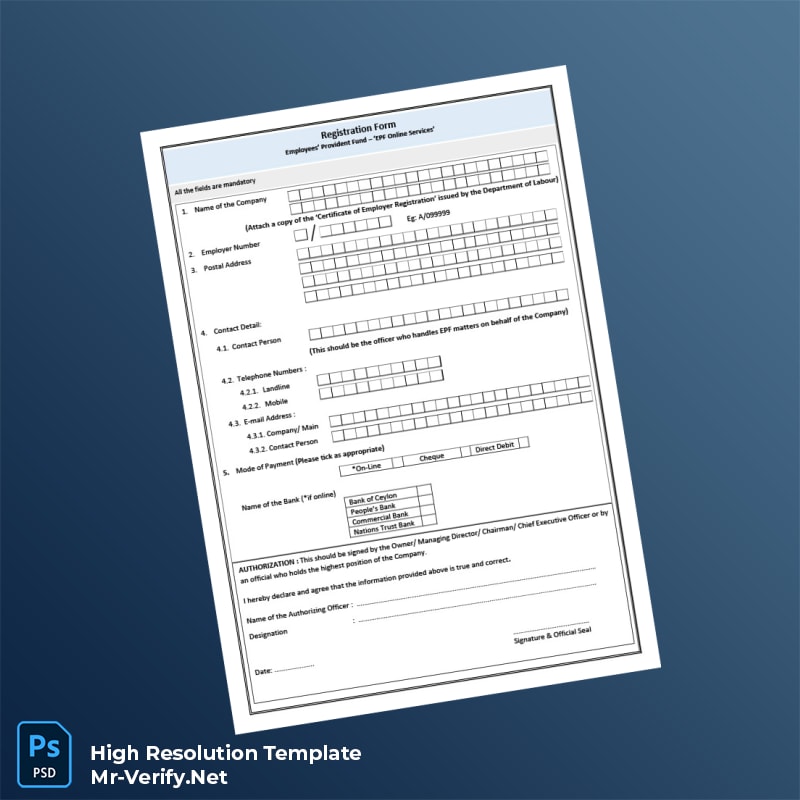 Editable Malaysia EPF Registration Form Word and Pdf Template 4 page Editable Malaysia EPF Registration Form Word and Pdf Template 4 page