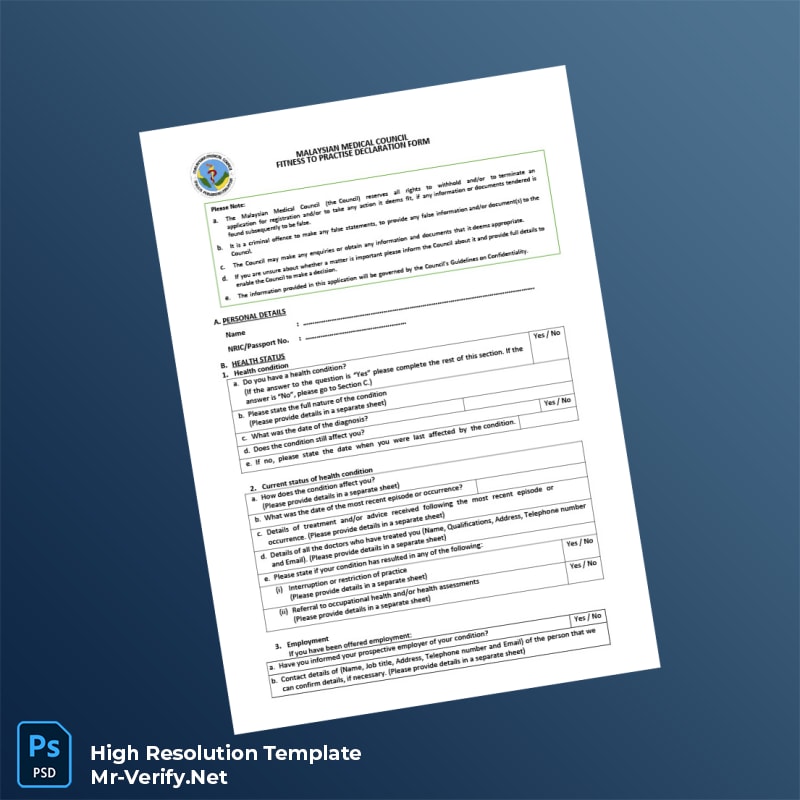 Editable Malaysia Malaysian Medical Council Provisional Registration Certificate Word and Pdf Template 8 page Editable Malaysia Malaysian Medical Council Provisional Registration Certificate Word and Pdf Template 8 page