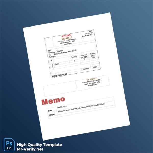Malaysia Yesstyle Invoice Template in Word and PDF formats 4 page