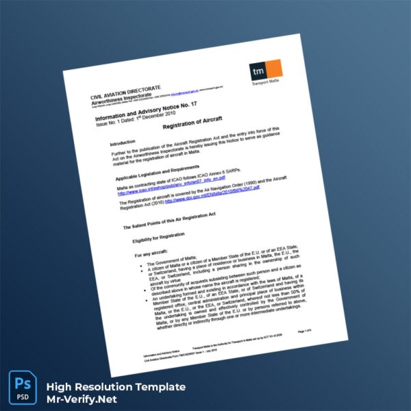 Malta20Civil20Aviation20Directorate20Aircraft20Registration20Certificate20Template20in20Word20and20PDF20formats 600x600 - Buy Verified Accounts