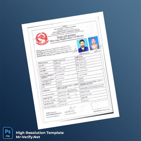 Editable Marriage Registration Certificate Word and Pdf Template Editable Marriage Registration Certificate Word and Pdf Template