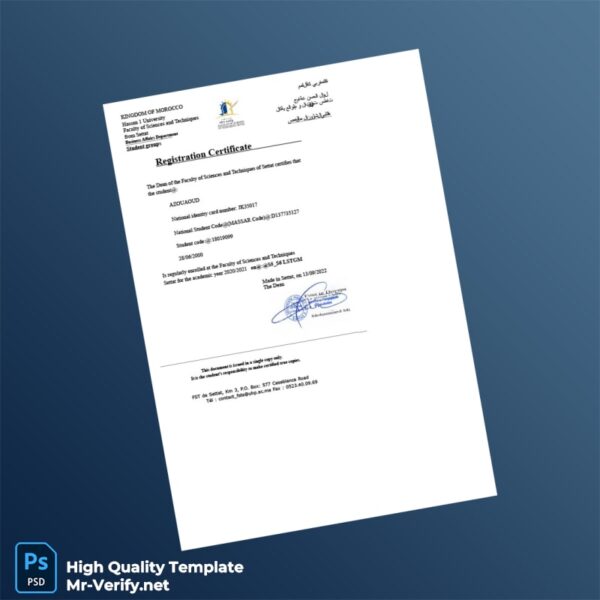 Morocco Registration Certificate Template in Word and PDF formats Morocco Registration Certificate Template in Word and PDF formats