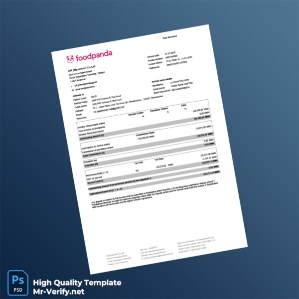 Myanmar DH Myanmar Co Ltd Invoice Template in Word and PDF formats 6 page