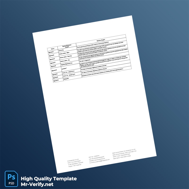 Myanmar DH Myanmar Co Ltd Invoice Template in Word and PDF formats 6 page Myanmar DH Myanmar Co Ltd Invoice Template in Word and PDF formats 6 page