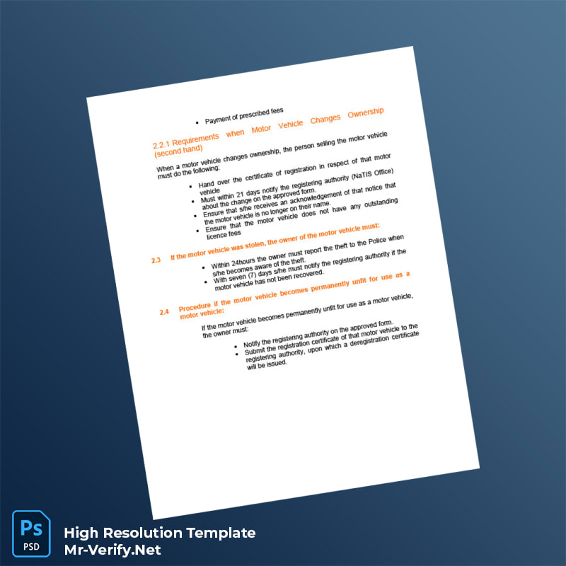 Editable Namibia Ministry of Transport Motor Vehicle Registration Certificate Word and Pdf Template 3 page Editable Namibia Ministry of Transport Motor Vehicle Registration Certificate Word and Pdf Template 3 page