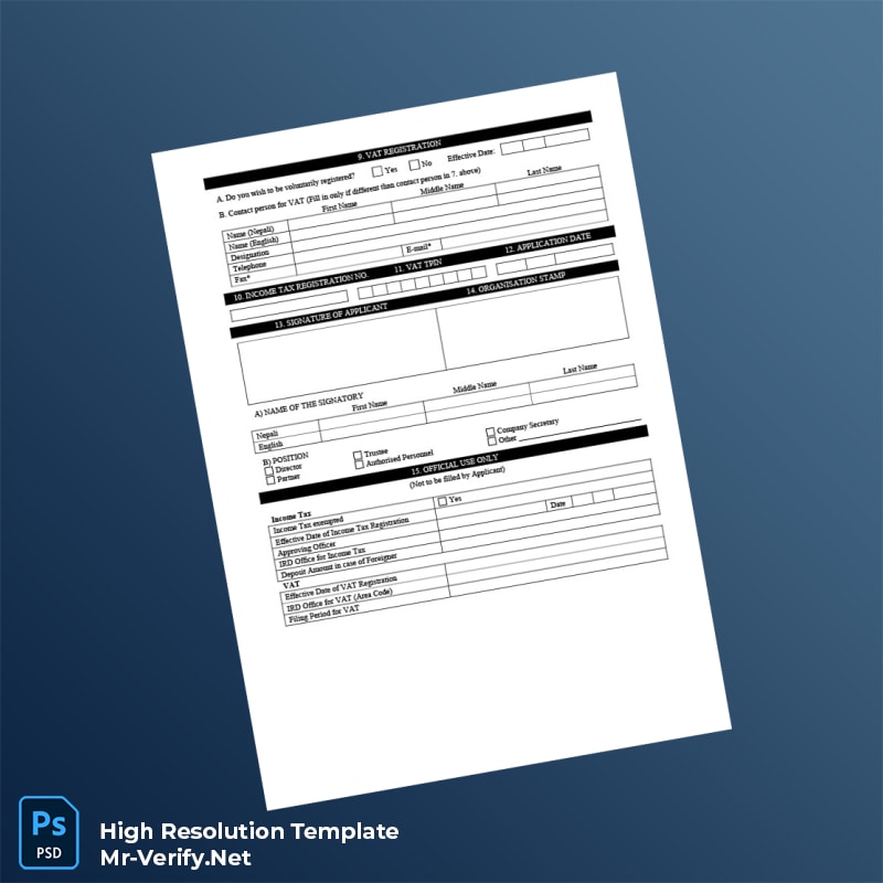 Nepal Inland Revenue Office Editable PAN Application Form Word and Pdf Template 4 page Nepal Inland Revenue Office Editable PAN Application Form Word and Pdf Template 4 page