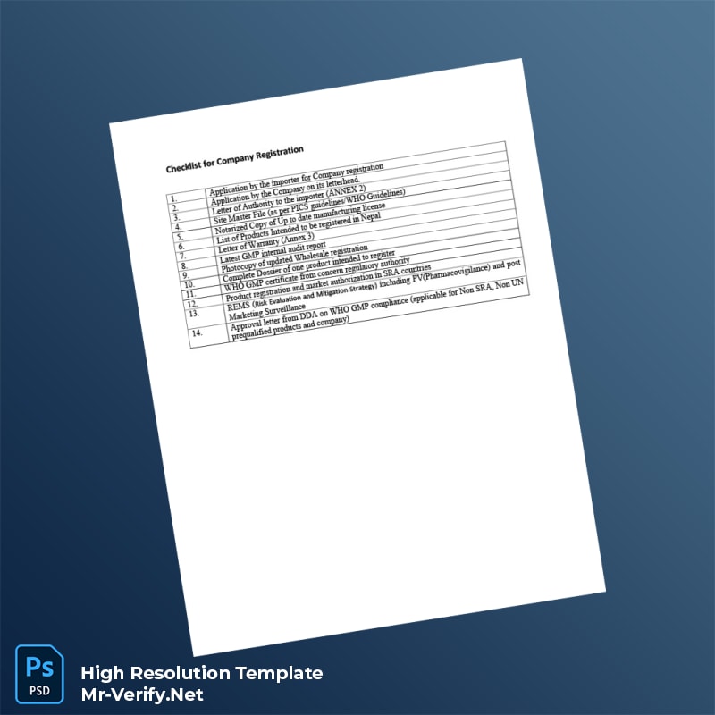 Editable Nepal Ministry of Commerce Company Registration Checklist Word and Pdf Template 8 page Editable Nepal Ministry of Commerce Company Registration Checklist Word and Pdf Template 8 page