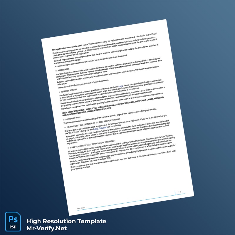 Editable New Zealand Electrical Registration Certificate Word and Pdf Template 7 page Editable New Zealand Electrical Registration Certificate Word and Pdf Template 7 page