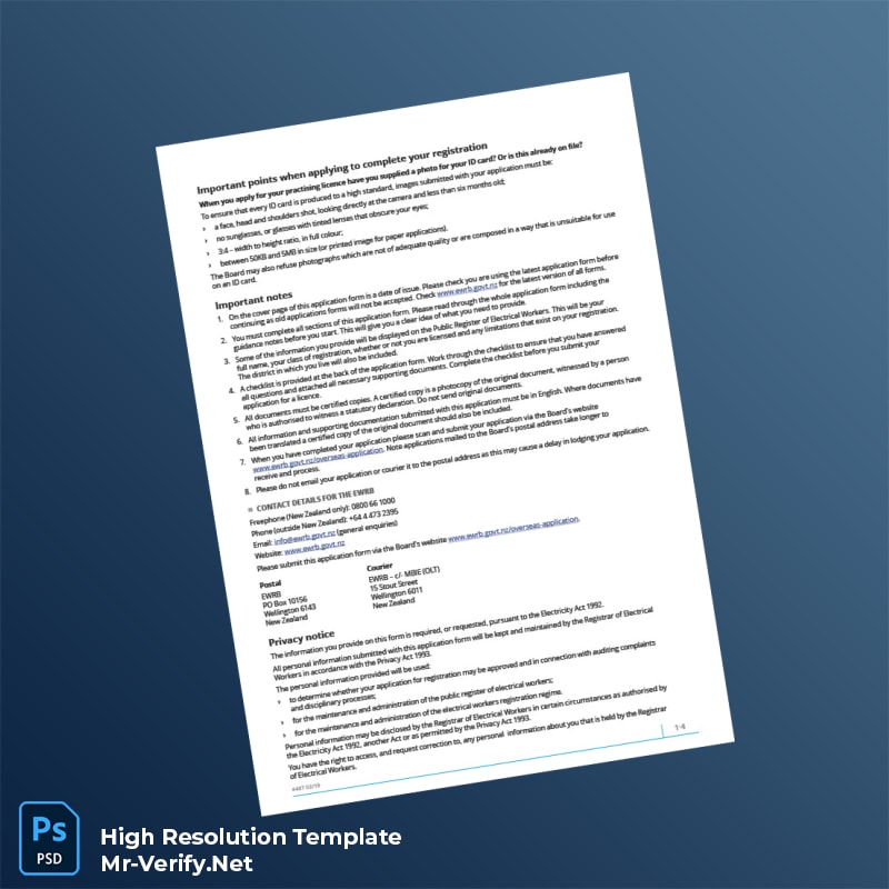 Editable New Zealand Electrical Registration Certificate Word and Pdf Template 7 page Editable New Zealand Electrical Registration Certificate Word and Pdf Template 7 page