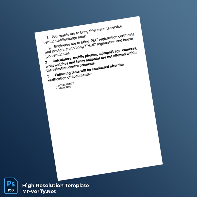 Editable Pakistan Air Force Provisional Registration Slip Word and Pdf Template 2 page Editable Pakistan Air Force Provisional Registration Slip Word and Pdf Template 2 page