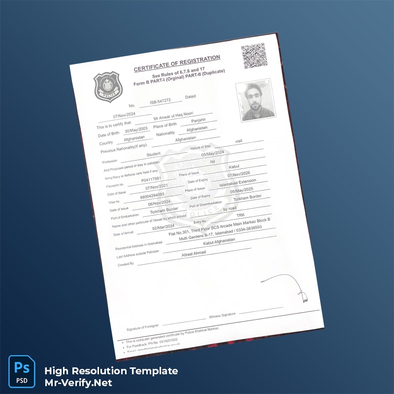 Editable Pakistan Certificate of Registration Word and Pdf Template Editable Pakistan Certificate of Registration Word and Pdf Template