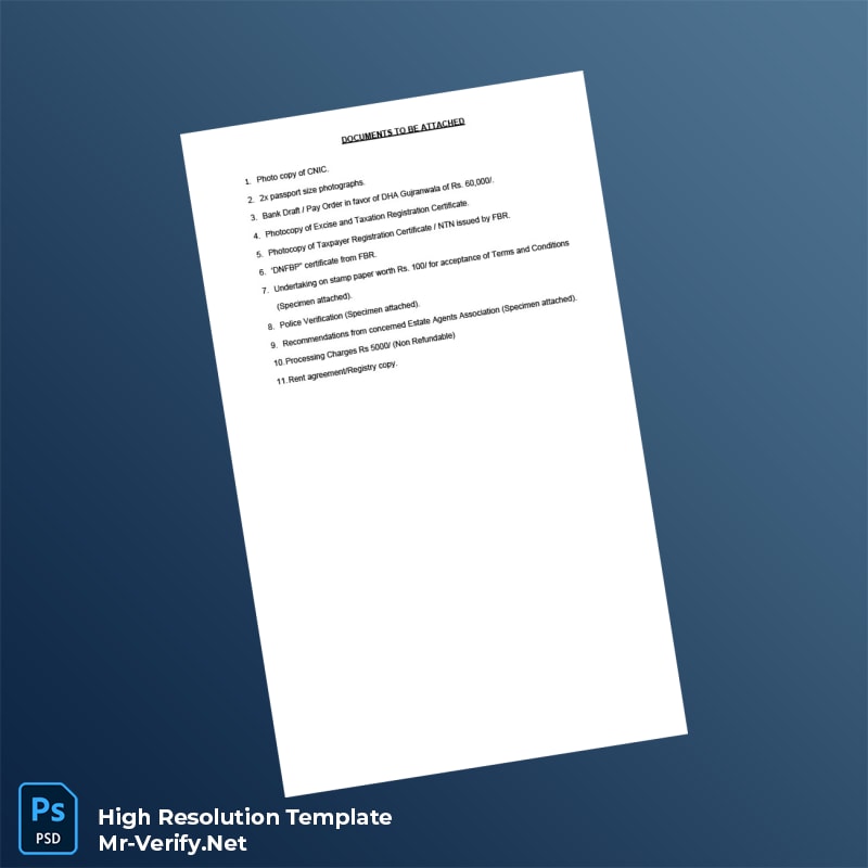 Editable Pakistan DHA Gujranwala Business Registration Certificate Word and Pdf Template 5 page Editable Pakistan DHA Gujranwala Business Registration Certificate Word and Pdf Template 5 page